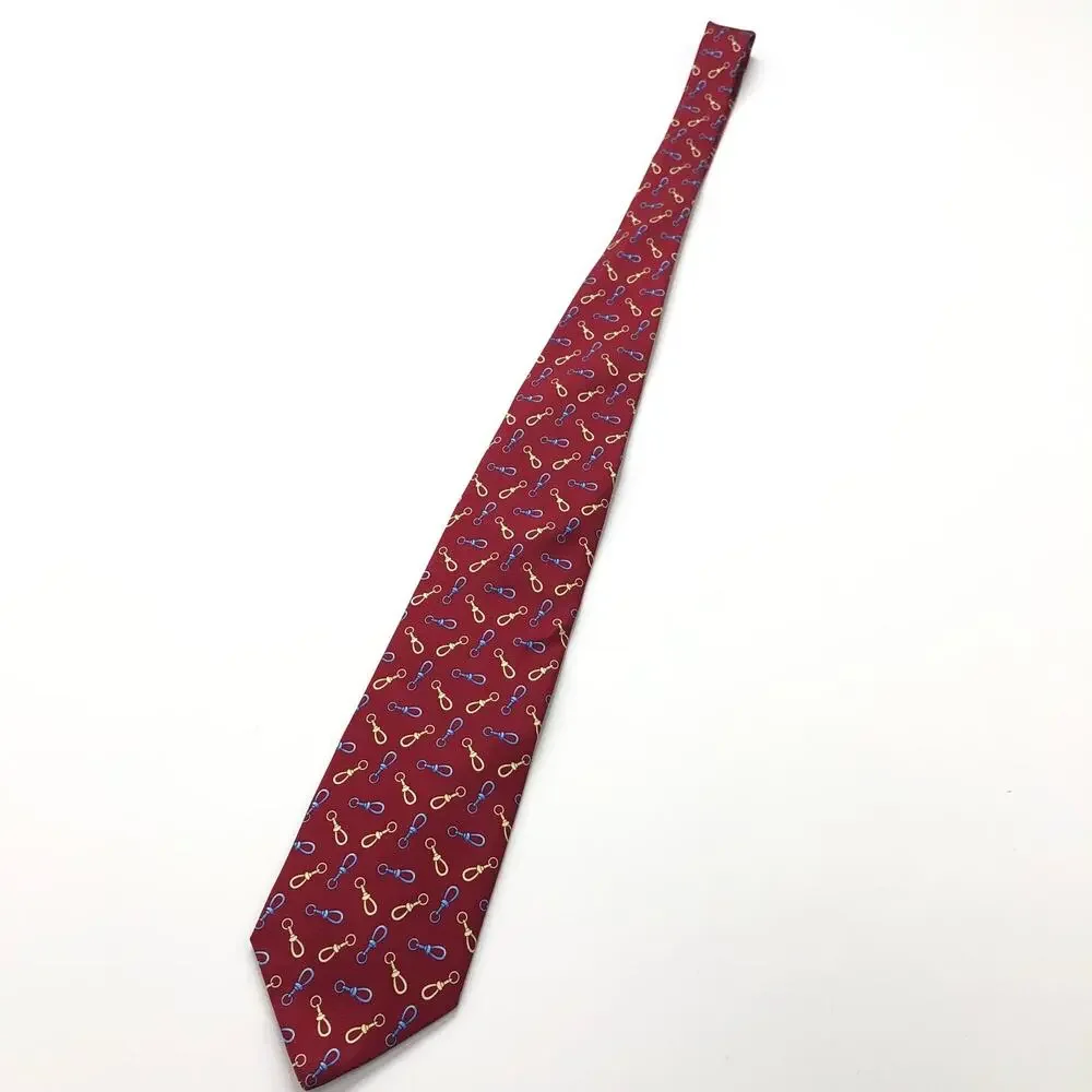 Brooks Brothers 346 Pure Silk Neck Tie Goldlink All Over Print Chain 59
